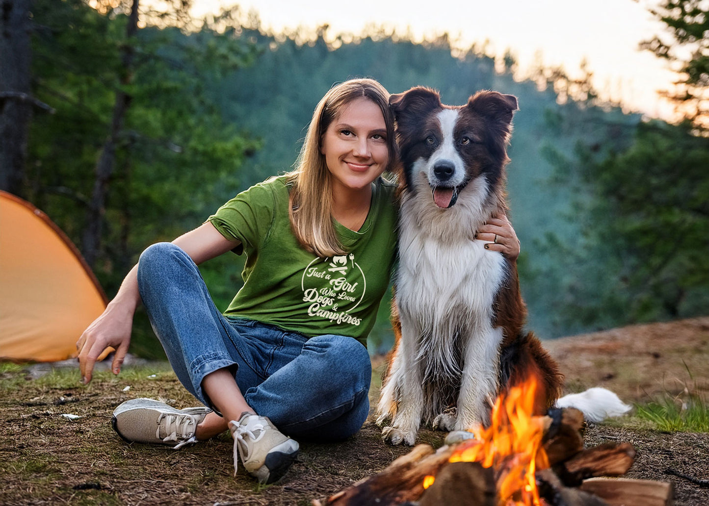 Just A Girl Who Loves Dogs and Campfires Tee