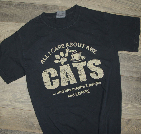 All I Care About Are Cats And Like Maybe 3 People And Coffee Tee
